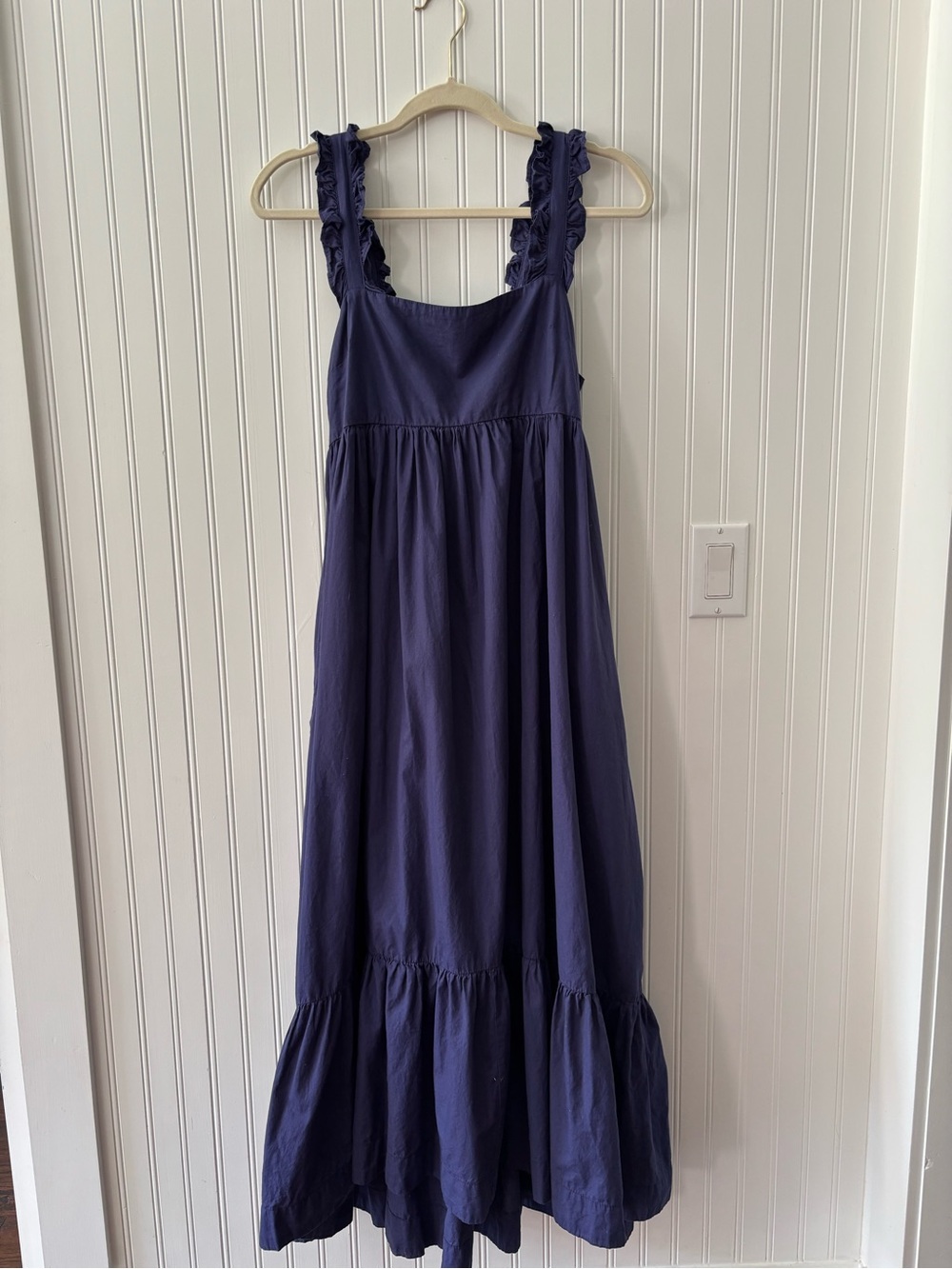 Free People Navy Blue Maxi Dress with Ruffle Straps